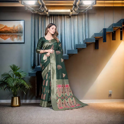 Heritage Weaves – Banarasi Soft Silk Saree with Gold Zari Work