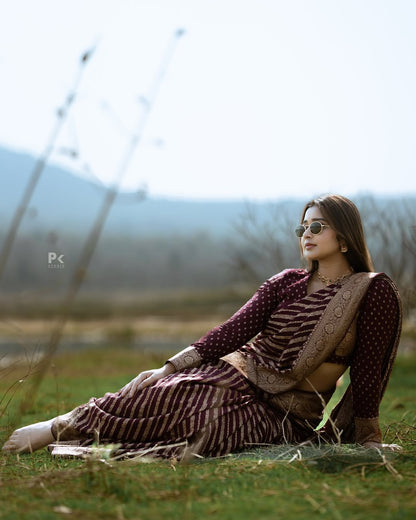 Elegant Banarasi Soft Silk Saree in Stunning Minimal Design