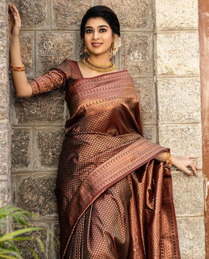 Traditional Grace in Copper – Banarasi Silk Saree