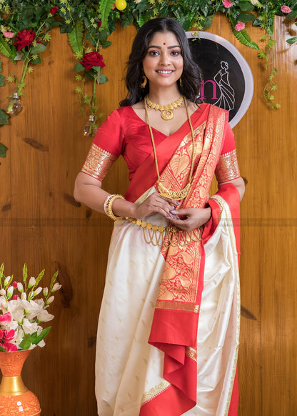 Elegant Banarasi Soft Silk Saree with Heavy Brocade and Gold Zari Work