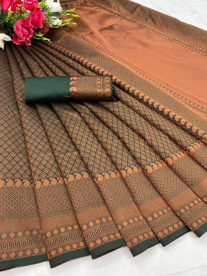 Elegance in Every Thread – Copper Zari Woven Banarasi Silk Saree