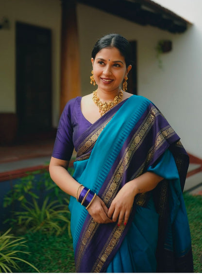 Elegant Banarasi Soft Silk Saree with Gold Zari Weaving
