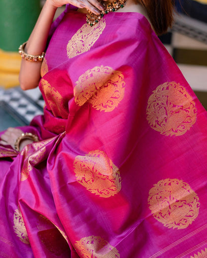 Banarasi Soft Silk Saree with Intricate Detailing & Striking Color Blend