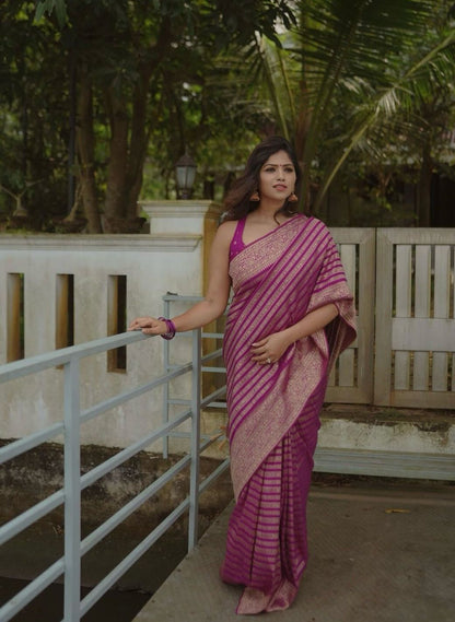 Traditional Kanjivaram Silk Saree with Double Zari Borders – A Regal Heritage Piece