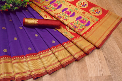 Elegant Banarasi Soft Silk Saree with Gold Zari Weaving