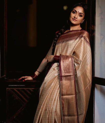 Elegant Banarasi Soft Silk Saree with Gold Brocade Work