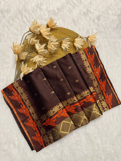 Elegant Banarasi Soft Silk Saree with Gold & Silver Zari Weaving