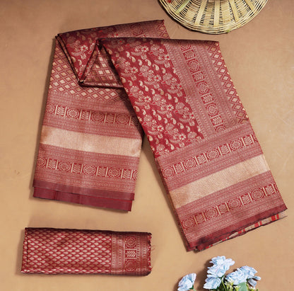 Banarasi Soft Silk Saree with Copper Zari – Sustainable Elegance in Every Drape