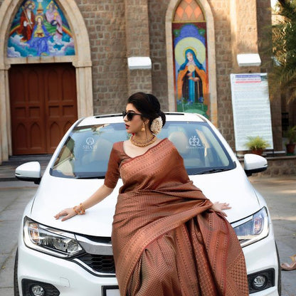 Traditional Grace in Copper – Banarasi Silk Saree