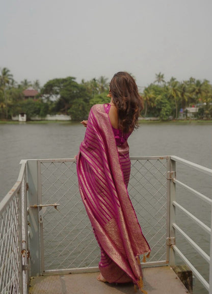 Traditional Kanjivaram Silk Saree with Double Zari Borders – A Regal Heritage Piece