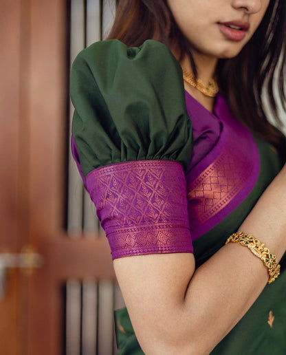 Elegant Banarasi Soft Silk Saree with Copper Zari Weaving