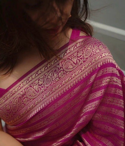 Traditional Kanjivaram Silk Saree with Double Zari Borders – A Regal Heritage Piece