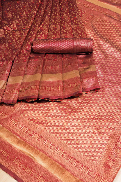 Banarasi Soft Silk Saree with Copper Zari – Sustainable Elegance in Every Drape