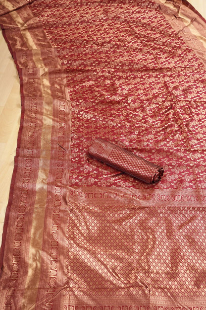 Banarasi Soft Silk Saree with Copper Zari – Sustainable Elegance in Every Drape