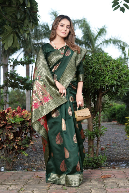 Heritage Weaves – Banarasi Soft Silk Saree with Gold Zari Work