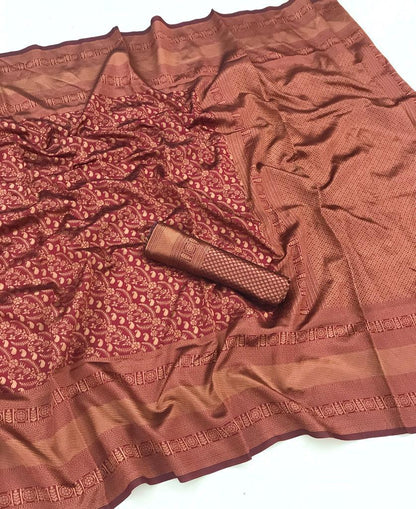 Banarasi Soft Silk Saree with Copper Zari – Sustainable Elegance in Every Drape