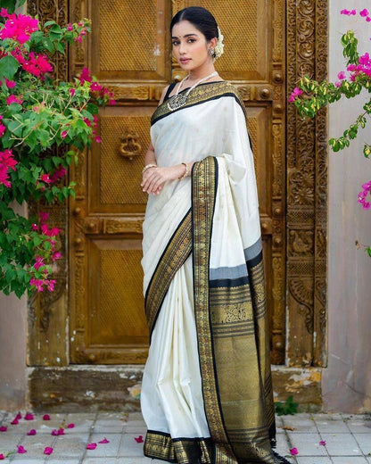 Elegant Banarasi Soft Silk Saree with Gold Zari Work