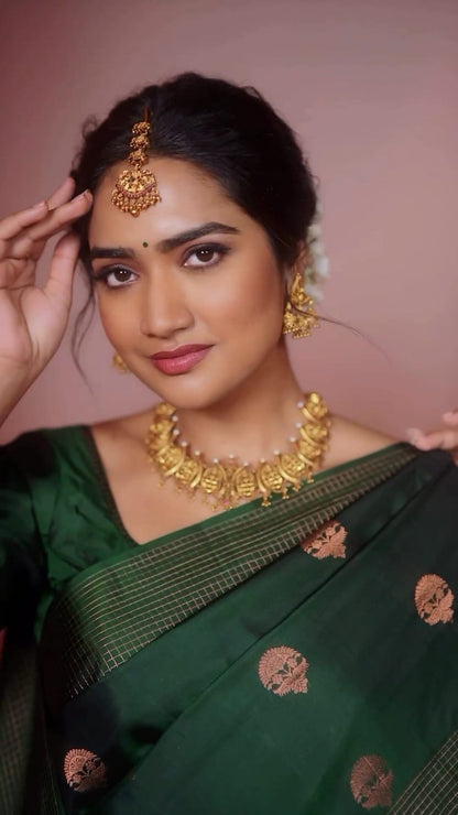 Banarasi Soft Silk Saree with Gold Zari Weaving & Heavy Brocade Work – Premium Quality