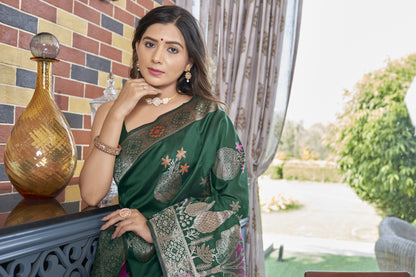 Elegant Banarasi Soft Silk Saree with Heavy Brocade and Gold Zari Work