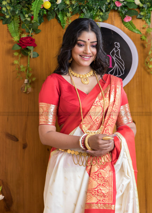 Elegant Banarasi Soft Silk Saree with Heavy Brocade and Gold Zari Work