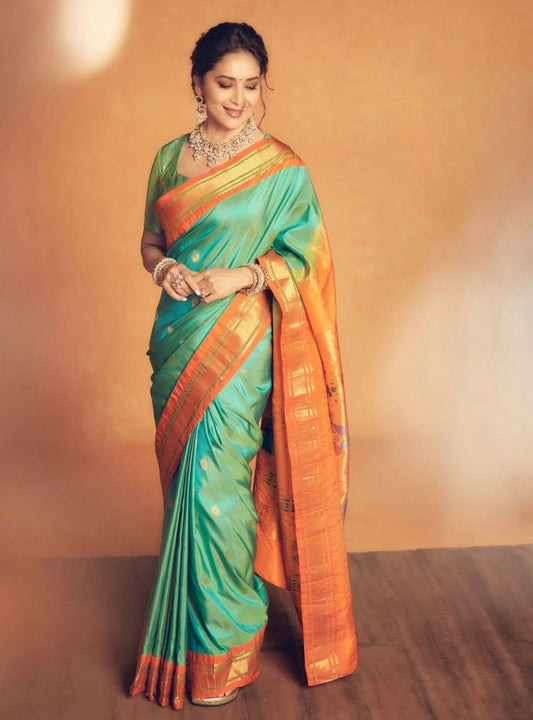 Elegant Soft Lichi Silk Saree with Rich Pallu & All-Over Jacquard Work