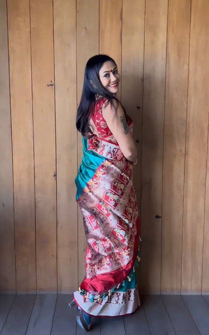 Exquisite Banarasi Soft Silk Saree with Zari Motifs & Jacquard Weave