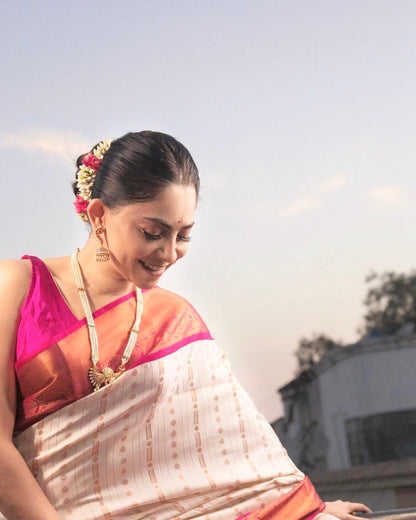 Banarasi Soft Silk Saree with Exquisite Brocade & Copper Zari Weaving