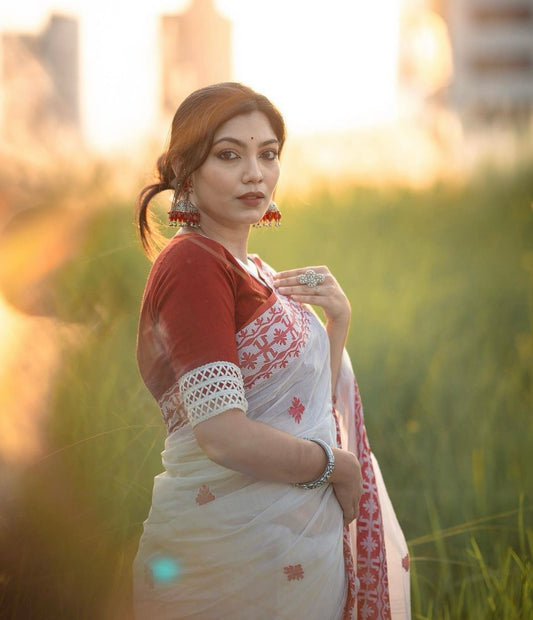 Festive Soft Linen Cotton Silk Saree with Rich Jacquard Pallu – Elegant Comfort for Every Celebration