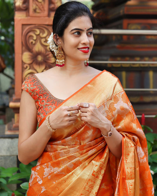 Traditional Elegance – Banarasi Soft Silk Saree with Zari & Jacquard Weave