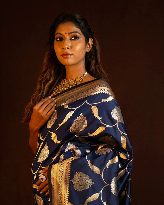 Traditional Banarasi Soft Silk Saree with Gold Zari Work
