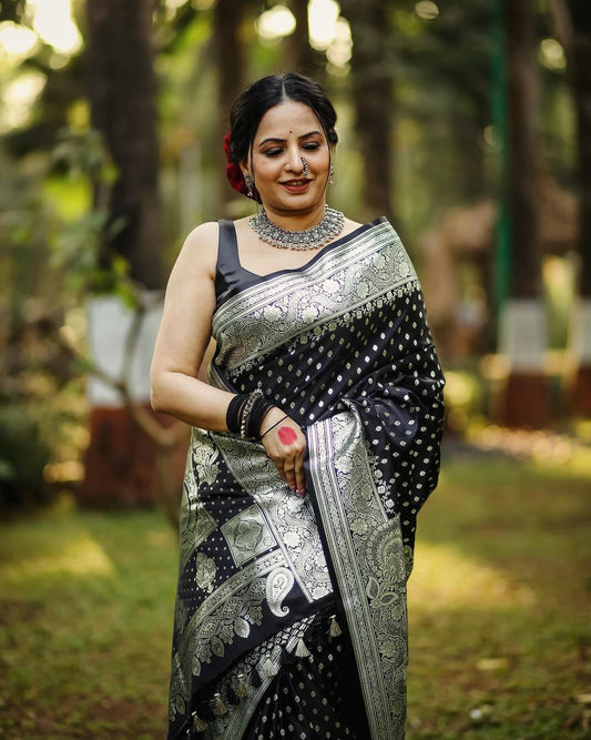 Banarasi Soft Silk Saree – Rich Heavy Brocade & Elegant Silver Zari Work