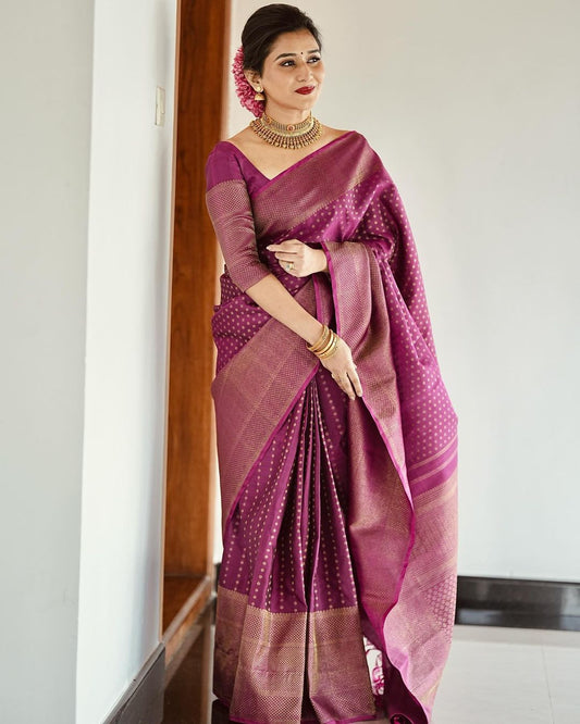 Banarasi Soft Silk Saree – Printed Elegance with Copper Zari Weaving