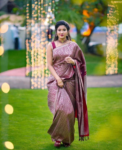 Timeless Banarasi Elegance in Deep Maroon – A Blend of Heritage and Luxury
