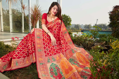 Punch Pink Handcrafted Kanjivaram Saree with All-Over Zari Weaving