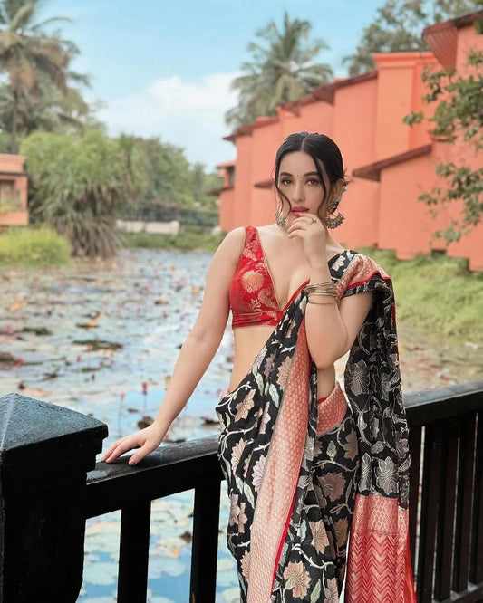 Banarasi Soft Silk Saree – Traditional Beauty in Gold Zari Brocade