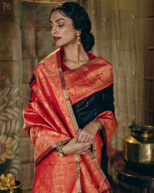 Timeless Banarasi Soft Silk Saree with Gold Zari Weaving