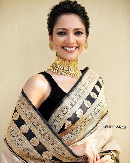 Elegant Banarasi Soft Silk Saree with Zari Work
