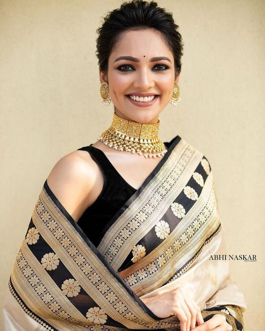 Elegant Banarasi Soft Silk Saree with Zari Work