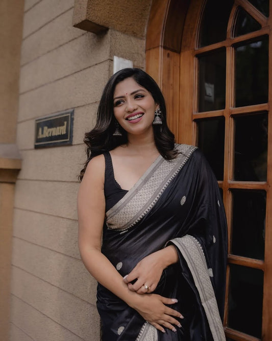 Banarasi Soft Silk Saree – Subtle Sophistication with Silver Zari
