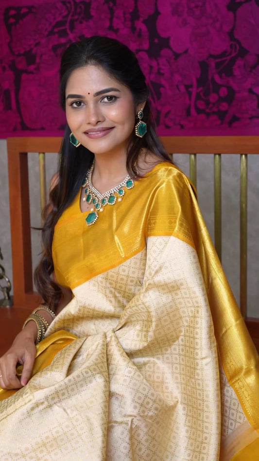 Regal Elegance – Banarasi Soft Silk Saree with Heavy Brocade & Gold Zari Weaving