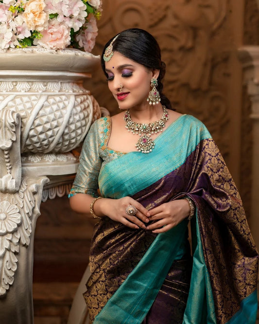 Elegant Delight – Banarasi Soft Silk Saree with Gold Zari Weaving