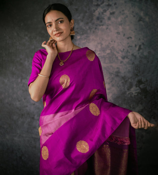 Banarasi Soft Silk Saree with Gold Zari Brocade – Premium Quality