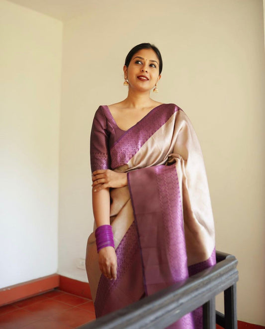 Grace in Every Thread – Banarasi Soft Silk Saree with Pink Zari Work