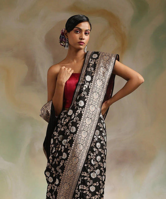 Banarasi Soft Silk Saree with Rich Brocade & Gold Zari Work