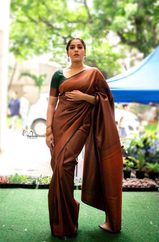 Elegance in Every Thread – Copper Zari Woven Banarasi Silk Saree