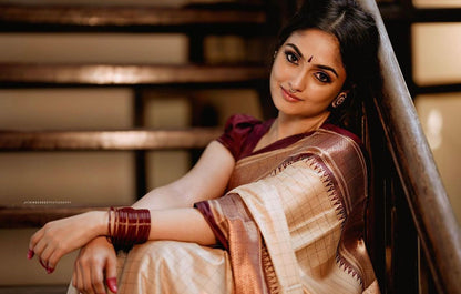 Elegant Banarasi Soft Silk Saree with Gold Brocade Work