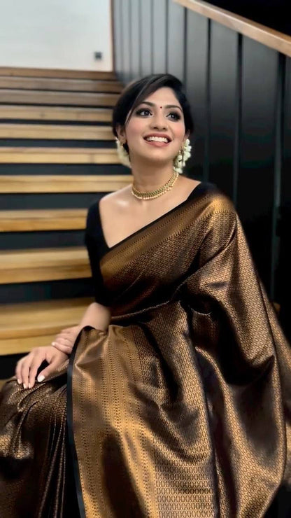 Minimalist Banarasi Soft Silk Saree – Eco-Friendly Elegance