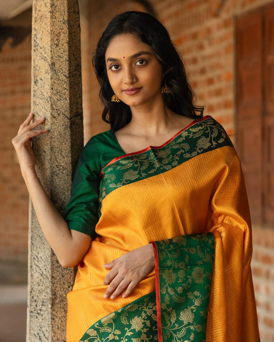 Banarasi Soft Silk Saree – Royal Charm in Gold Zari Detailing
