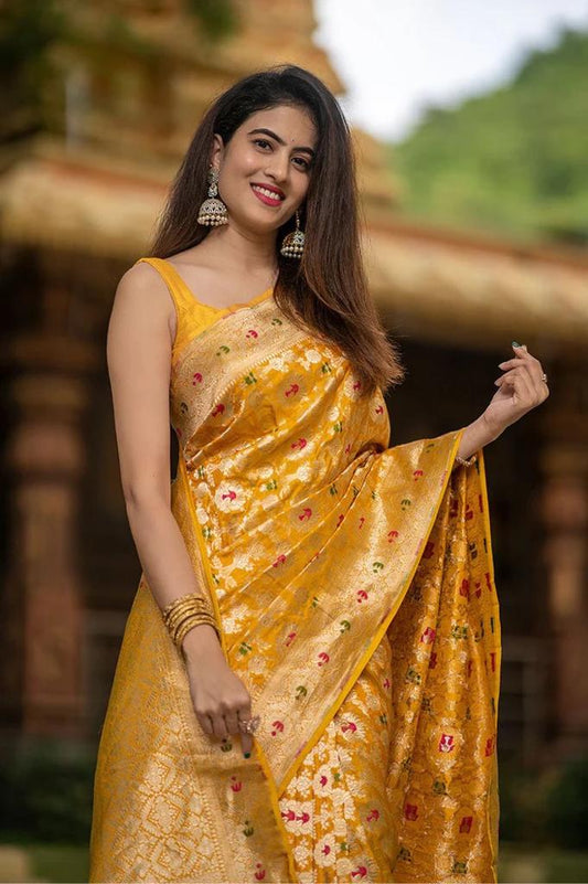 Mesmerizing Banarasi Soft Silk Saree – A True Work of Art