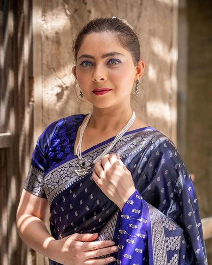 Banarasi Soft Silk Saree with Intricate Pallu & Traditional Heritage Weave
